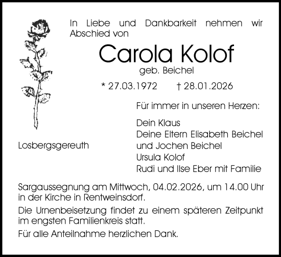 Anzeige von Carola Kolof von MGO