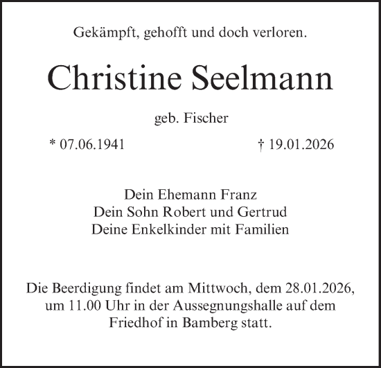 Anzeige von Christine Seelmann von MGO