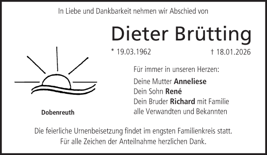 Anzeige von Dieter Brütting von MGO