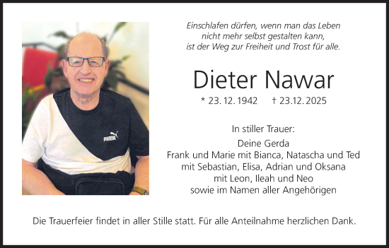 Anzeige von Dieter Nawar von MGO