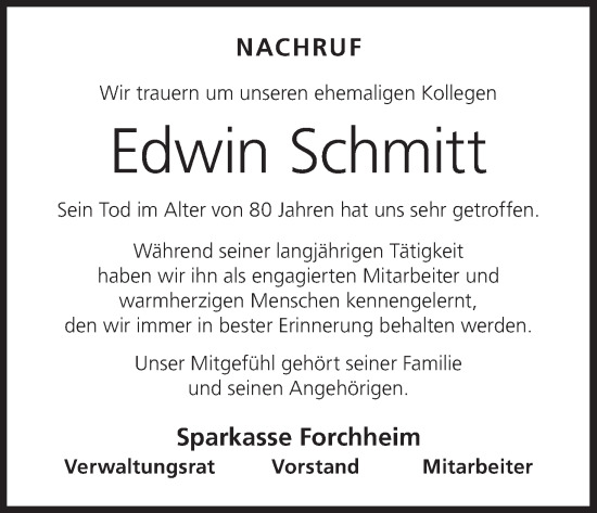 Anzeige von Edwin Schmitt von MGO