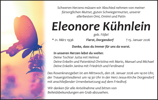 Anzeige von Eleonore Kühnlein von MGO