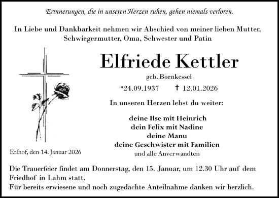 Anzeige von Elfriede Kettler von MGO
