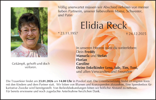 Anzeige von Elidia Reck von MGO
