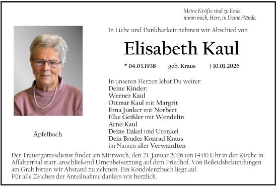 Anzeige von Elisabeth Kaul von MGO