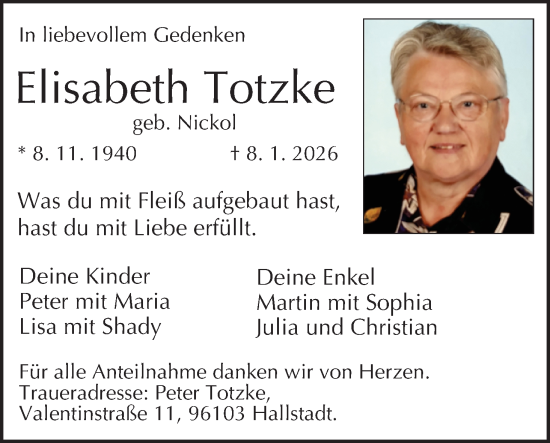 Anzeige von Elisabeth Totzke von MGO