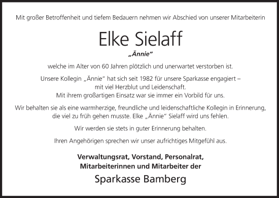 Anzeige von Elke Sielaff von MGO