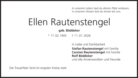 Anzeige von Ellen Rautenstengel von MGO
