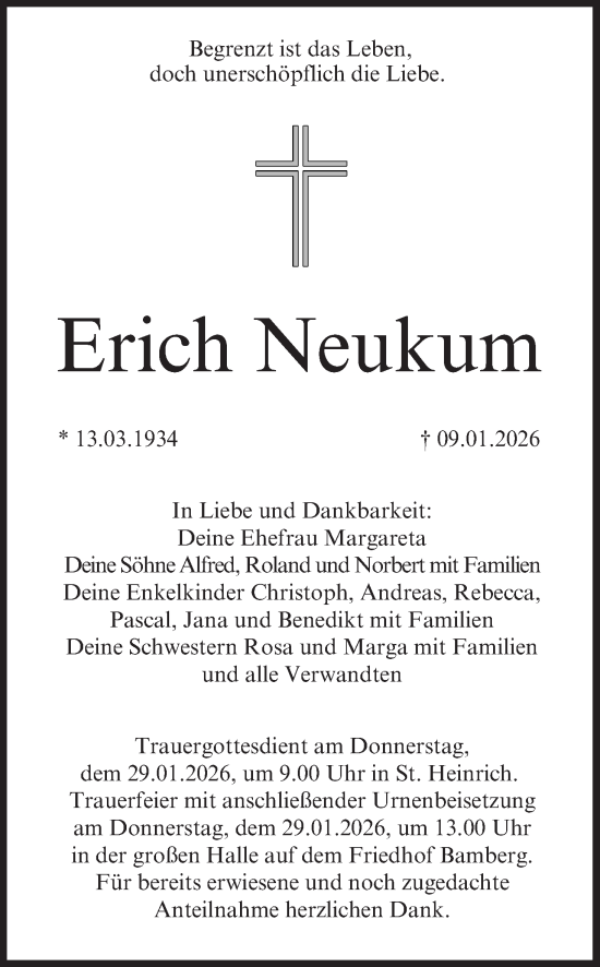 Anzeige von Erich Neukum von MGO