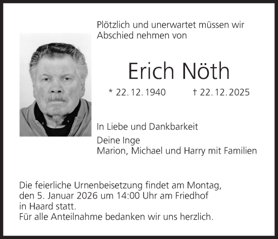 Anzeige von Erich Nöth von MGO