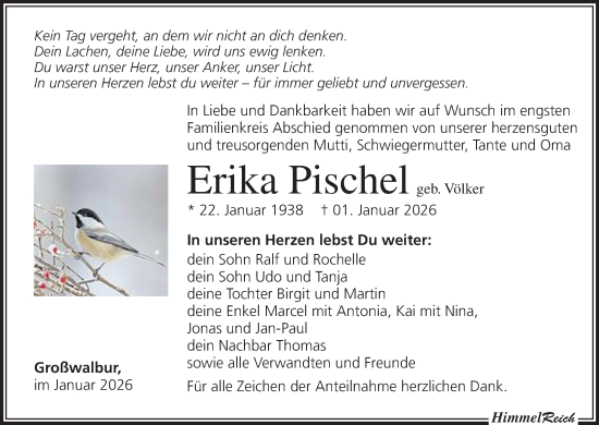 Anzeige von Erika Pischel von MGO