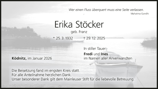 Anzeige von Erika Stöcker von MGO