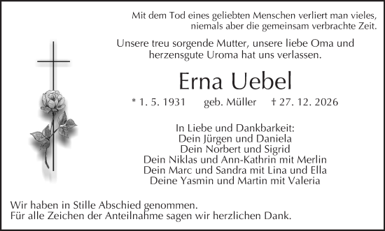 Anzeige von Erna Uebel von MGO
