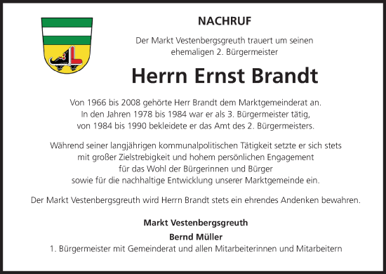 Anzeige von Ernst Brandt von MGO