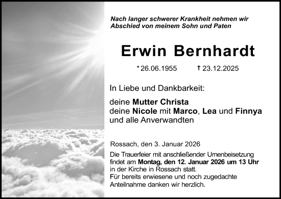 Anzeige von Erwin Bernhardt von MGO