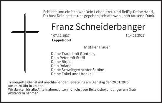Anzeige von Franz Schneiderbanger von MGO