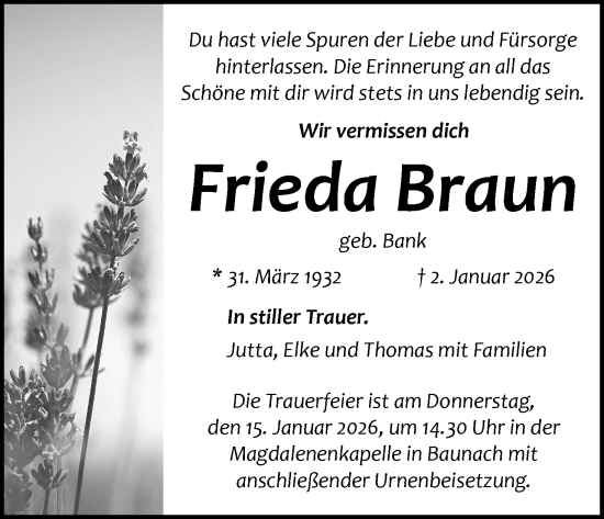 Anzeige von Frieda Braun von MGO