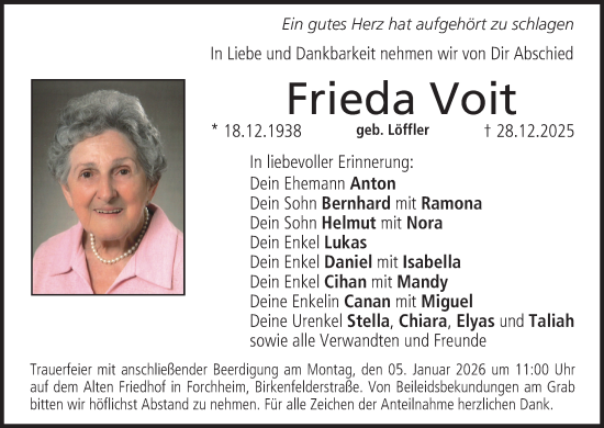 Anzeige von Frieda Voit von MGO