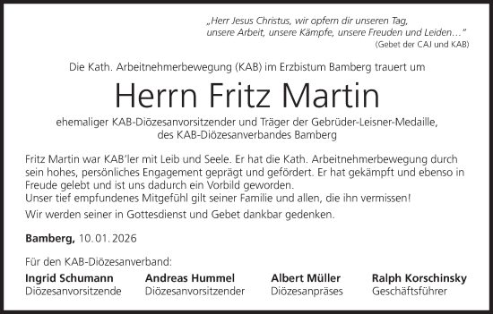 Anzeige von Fritz Martin von MGO