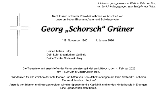 Anzeige von Georg Grüner von MGO