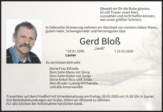 Anzeige von Gerd Bloß von MGO