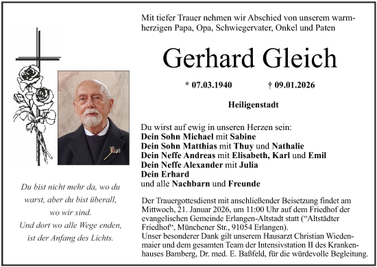 Anzeige von Gerhard Gleich von MGO