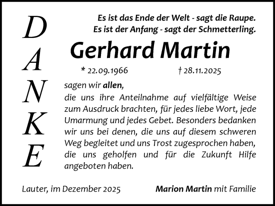 Anzeige von Gerhard Martin von MGO