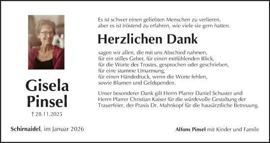 Anzeige von Gisela Pinsel von MGO