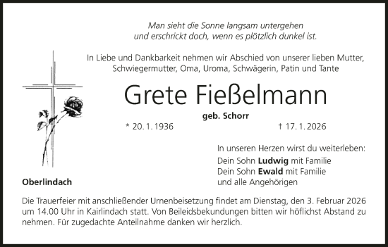Anzeige von Grete Fießelmann von MGO