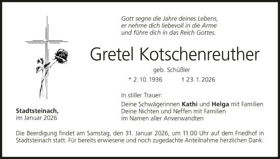 Anzeige von Gretel Kotschenreuther von MGO