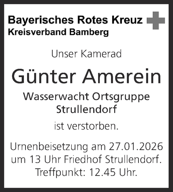 Anzeige von Günter Amerein von MGO