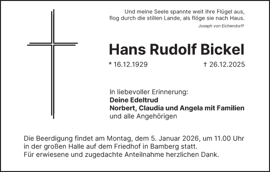 Anzeige von Hans Rudolf Bickel von MGO