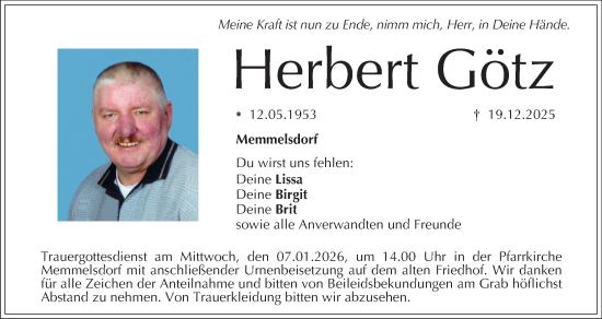 Anzeige von Herbert Götz von MGO