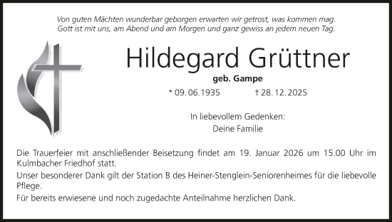 Anzeige von Hildegard Grüttner von MGO