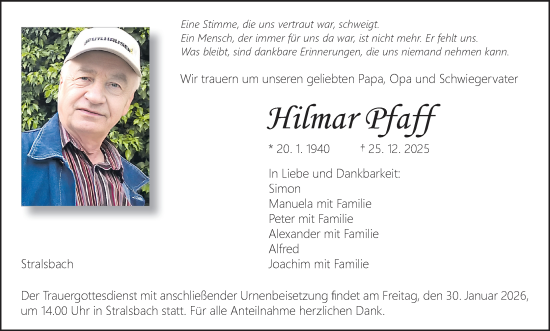 Anzeige von Hilmar Pfaff von MGO