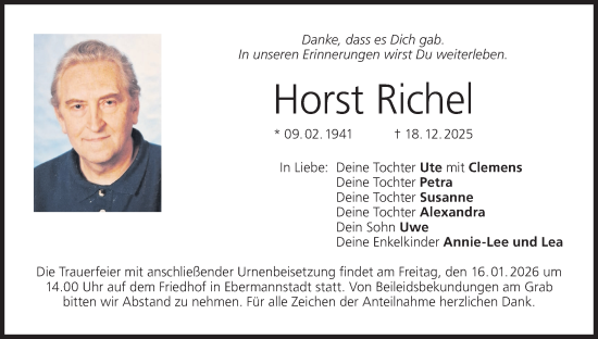 Anzeige von Horst Richel von MGO