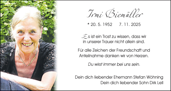 Anzeige von Irmi Biemüller von MGO