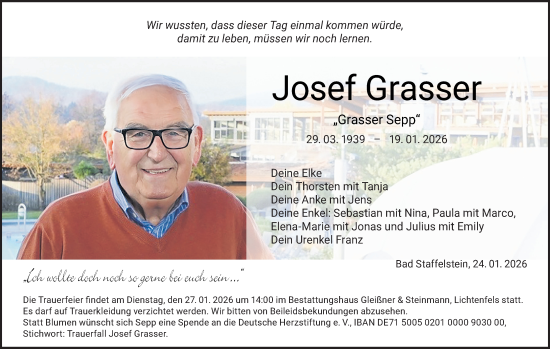 Anzeige von Josef Grasser von MGO