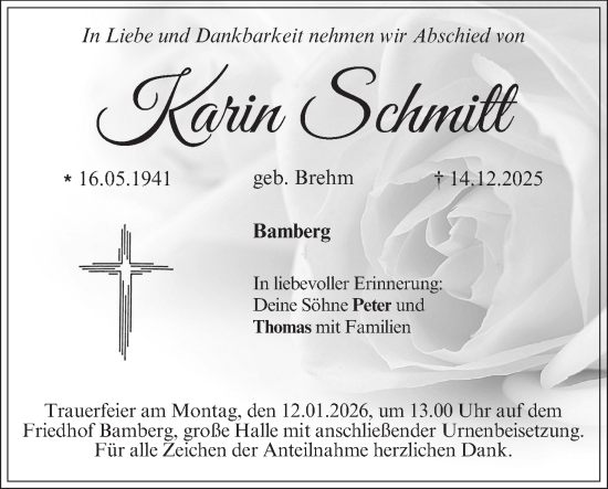 Anzeige von Karin Schmitt von MGO