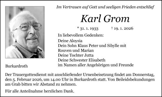 Anzeige von Karl Grom von MGO