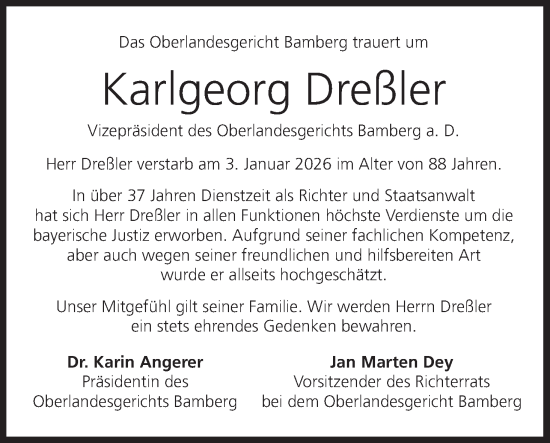 Anzeige von Karlgeorg Dreßler von MGO
