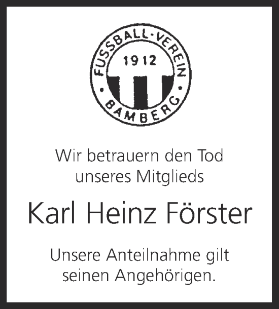 Anzeige von Karl Heinz Förster von MGO