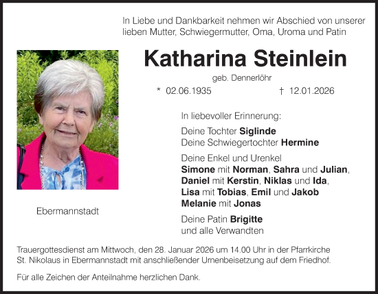 Anzeige von Katharina Steinlein von MGO