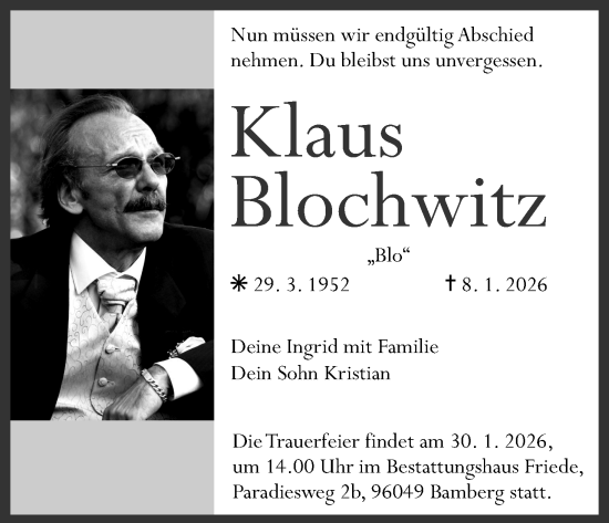 Anzeige von Klaus Blochwitz von MGO