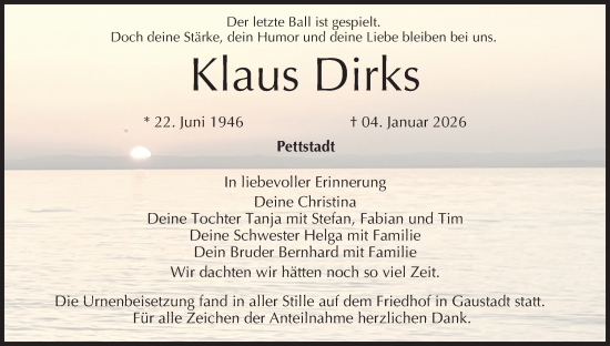 Anzeige von Klaus Dirks von MGO