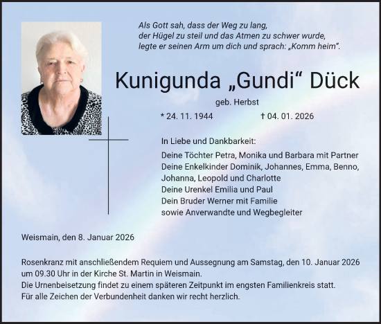 Anzeige von Kunigunda Dück von MGO