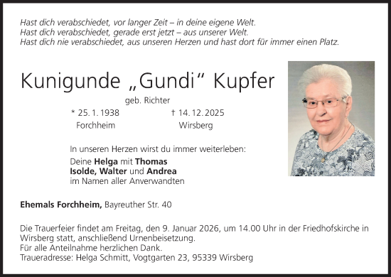 Anzeige von Kunigunde Kupfer von MGO