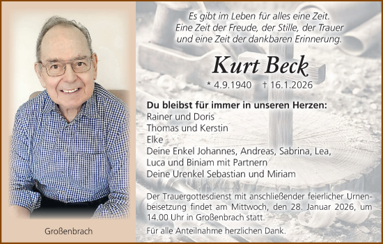 Anzeige von Kurt Beck von MGO