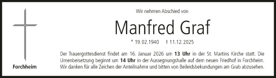 Anzeige von Manfred Graf von MGO
