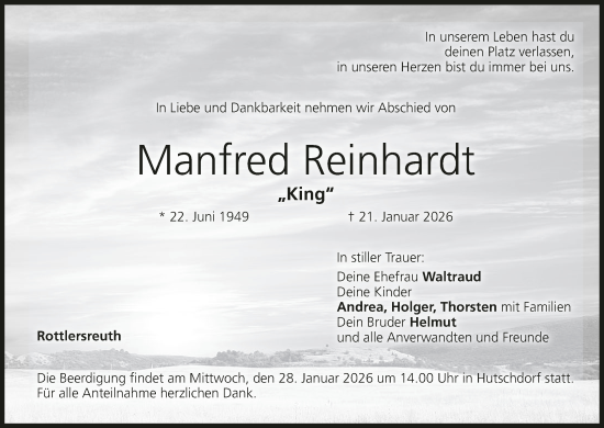 Anzeige von Manfred Reinhardt von MGO